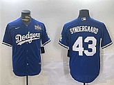 Men's Los Angeles Dodgers #43 Noah Syndergaard Royal 2024 World Series Cool Base Stitched Jersey,baseball caps,new era cap wholesale,wholesale hats